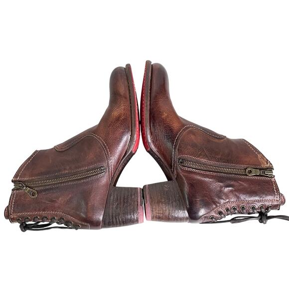 Bed Stu x Sundance Xena Starry Night Brown Leather Lace Back Ankle Bootie Sz 8.5 - Picture 7 of 11